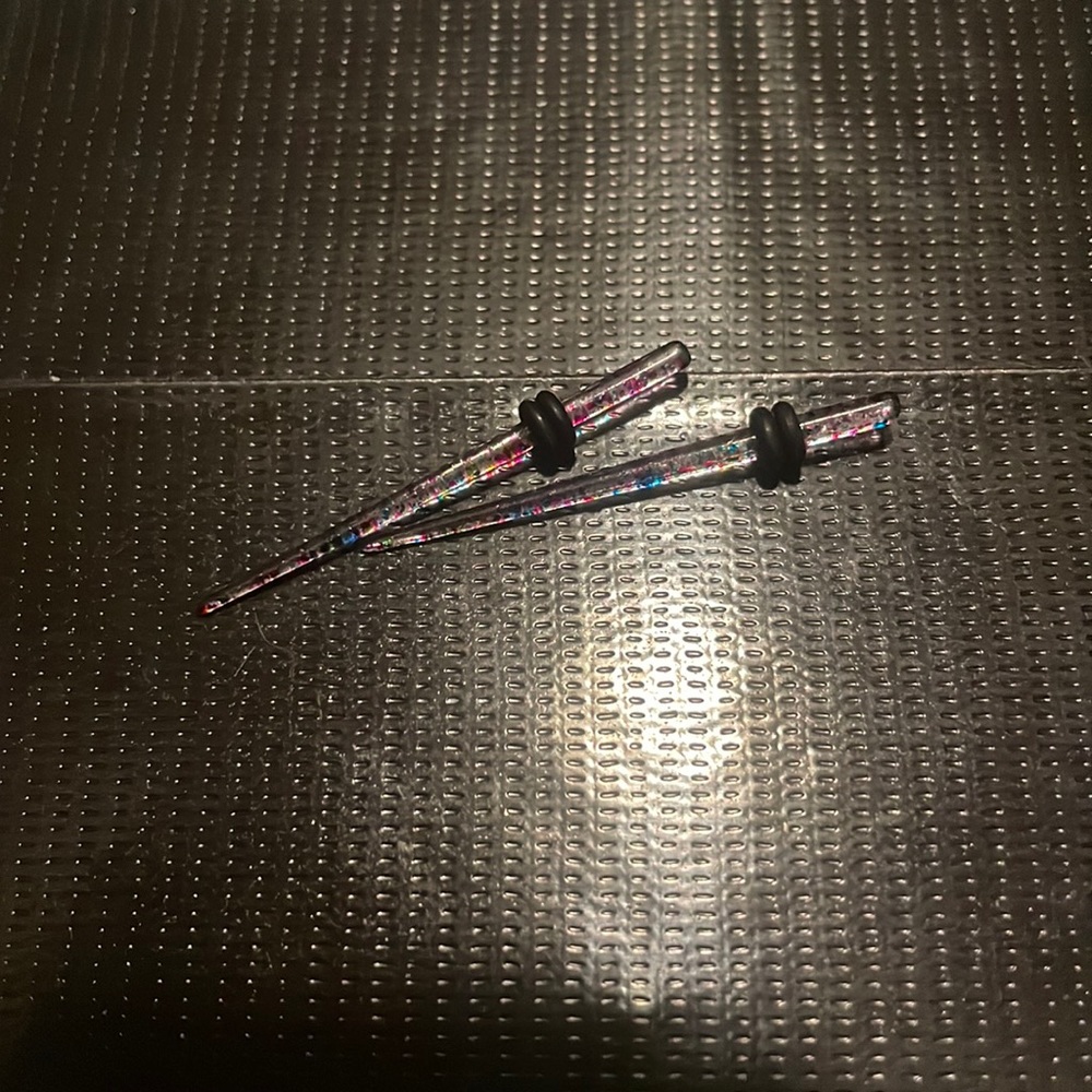 Clear with blue and pink spots acrylic tapers